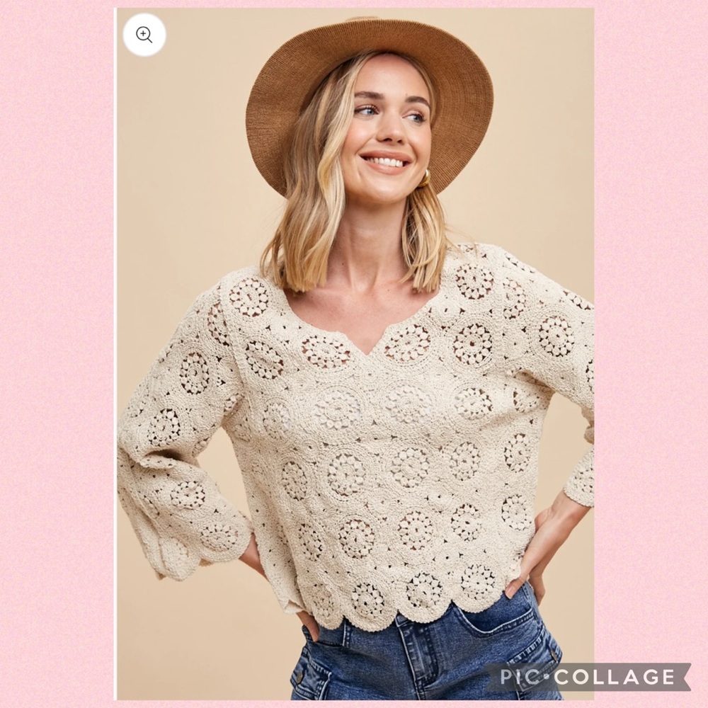🩷Anniewear Scalloped Edge Crochet Top🩷